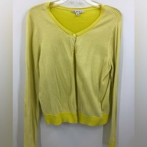 XL CAbi Neon Yellowish button up with see through design holes.